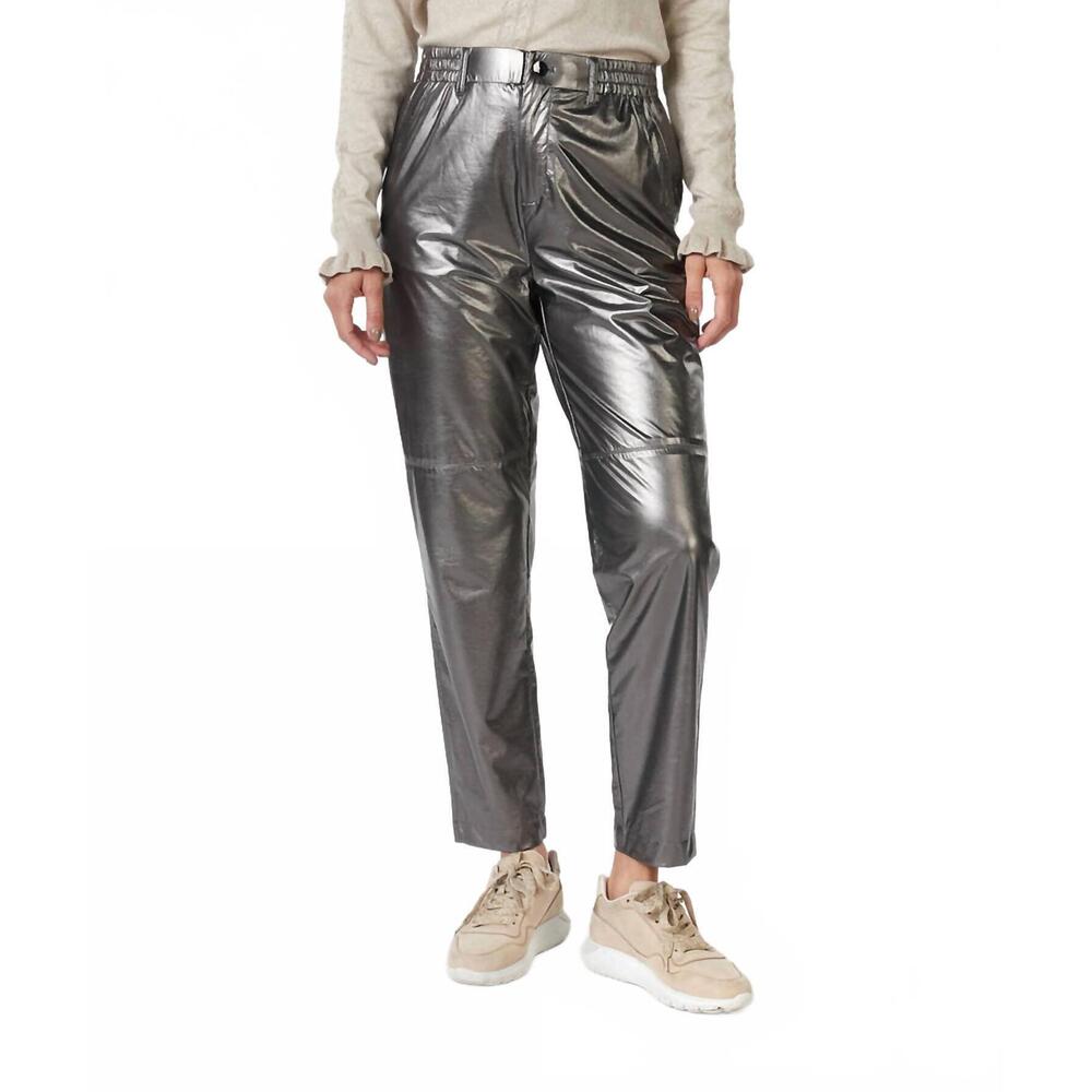 NEW ESQUALO metallic straight leg trousers in silver